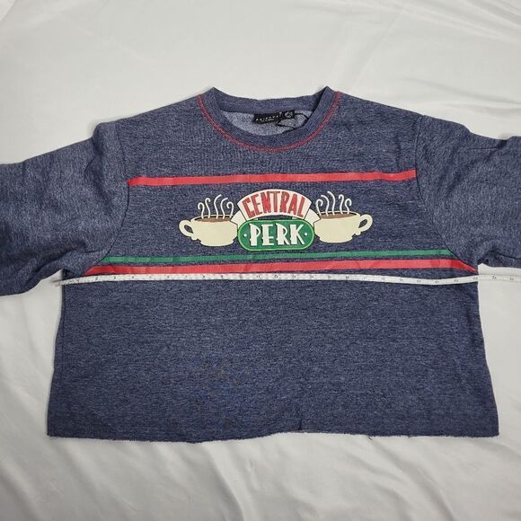 FRIENDS Central Perk blue crew neck cropped sweatshirt M - Picture 6 of 7